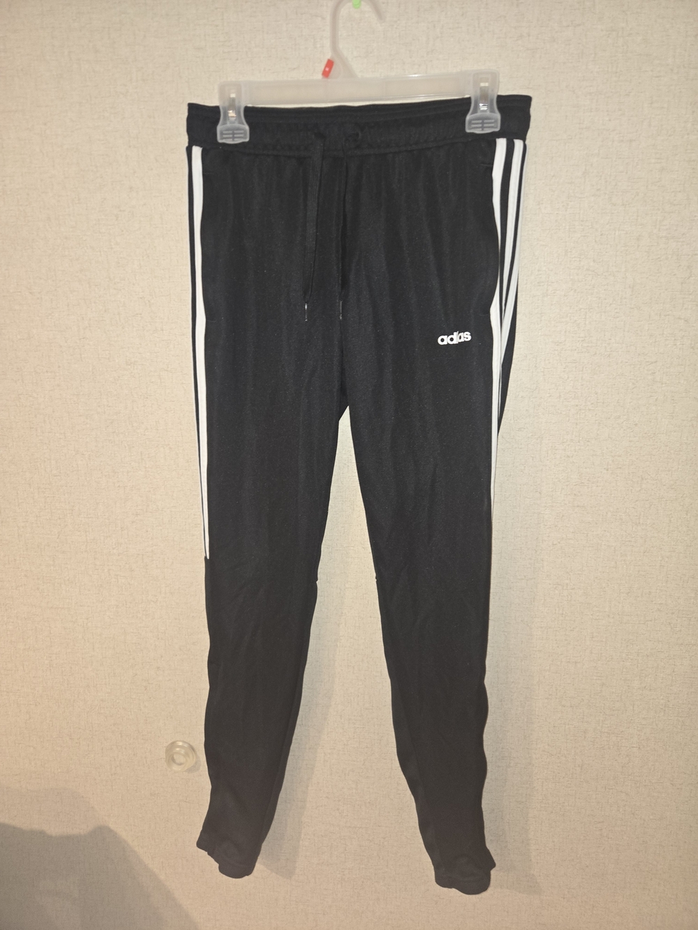 Adidas Womens Black Track Pants with White Stripes